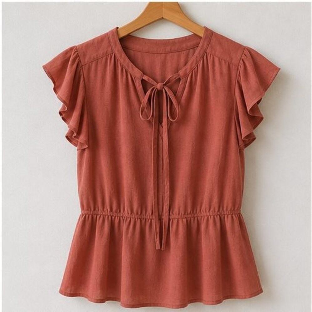 Rust Ruffle Blouse